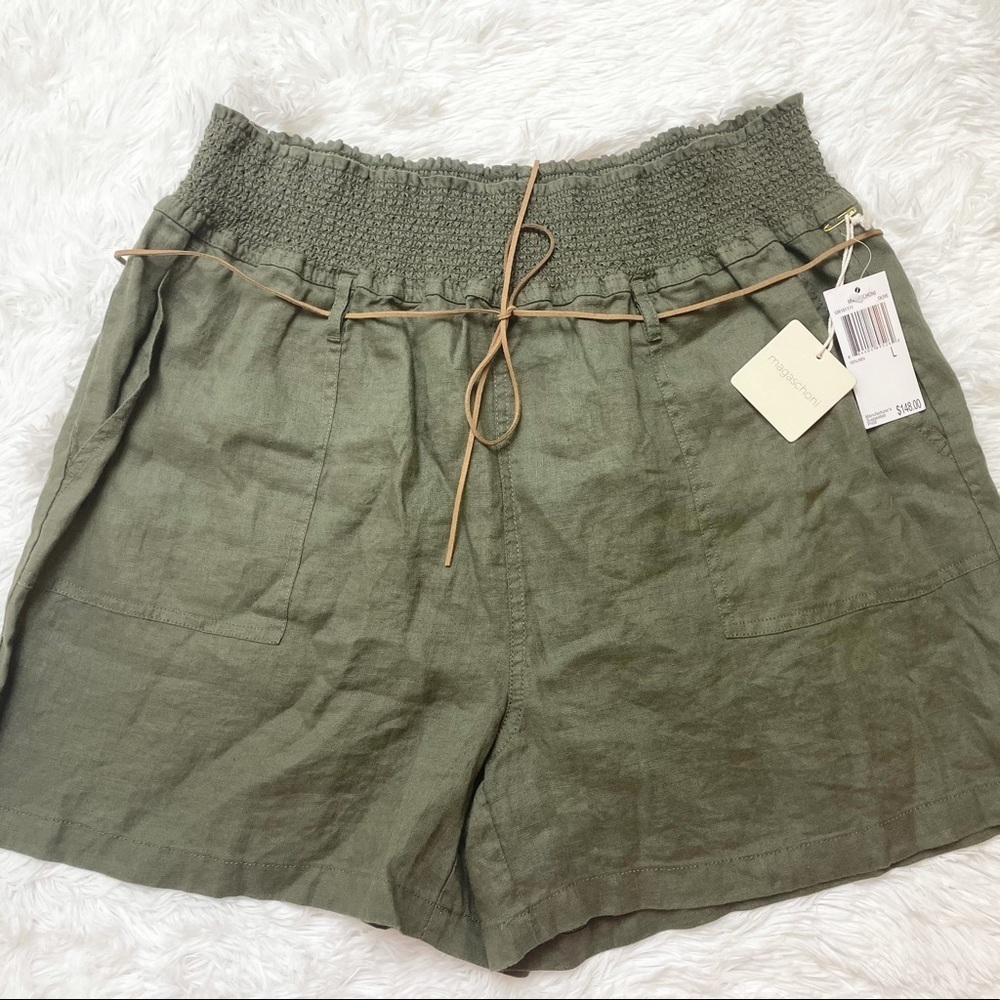 Magaschoni Linen Olive Shorts NWT